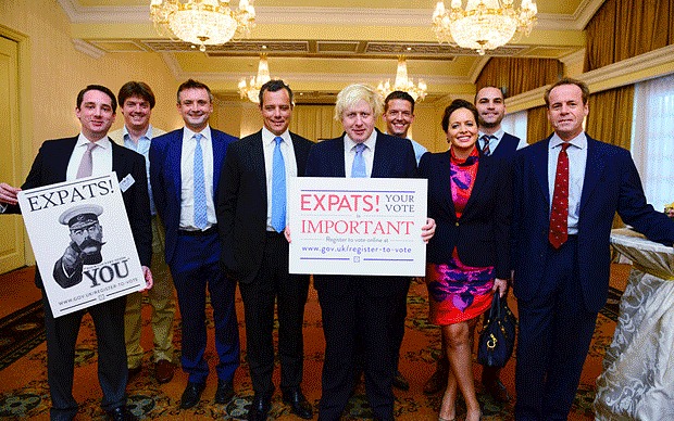 The Tories - including Boris Johnson - have urged Britons abroad to vote, but many are still waiting for their paperwork Photo: Colin Blackwell / Conservatives Abroad from http://www.telegraph.co.uk/