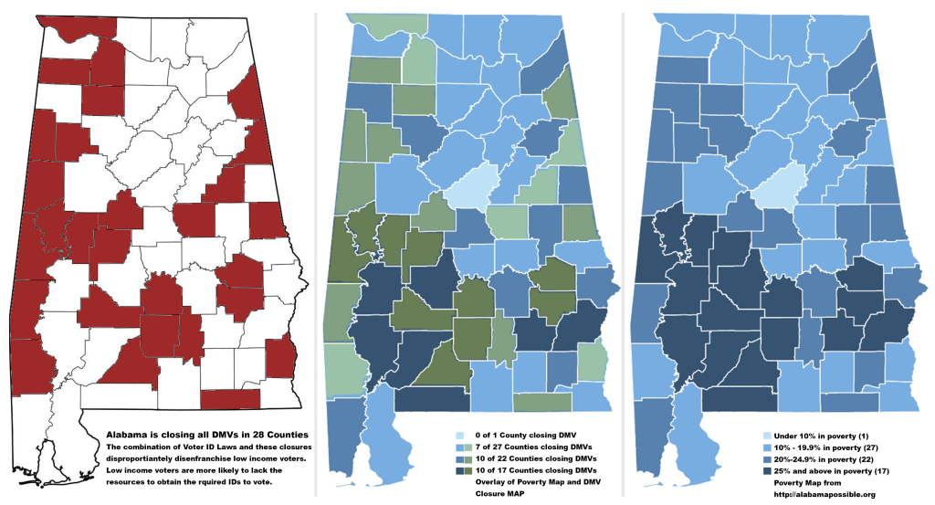 Alabama maps - DMV vs Poverty
